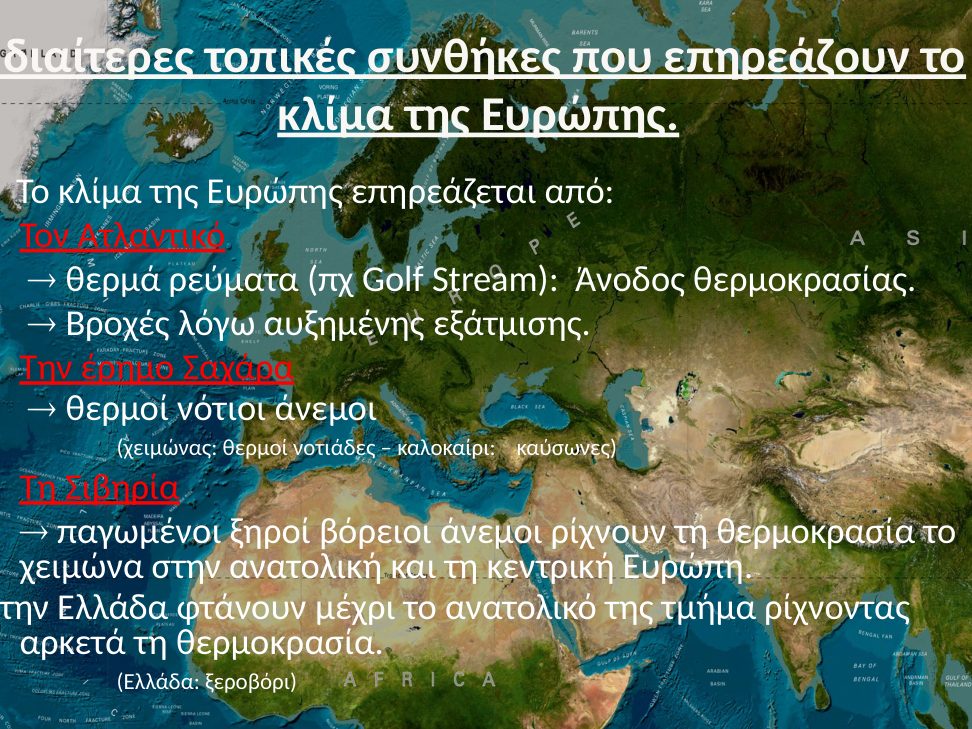 Εξωτερικές επιδράσεις στο κλίμα της Ευρώπης